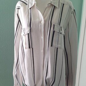 John Mark Tie Front Striped/Floral Blouse. Size XL